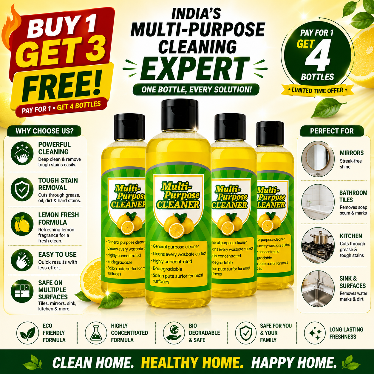 Powerful Multifunctional Cleaner - Buy 1 Get 3 FREE